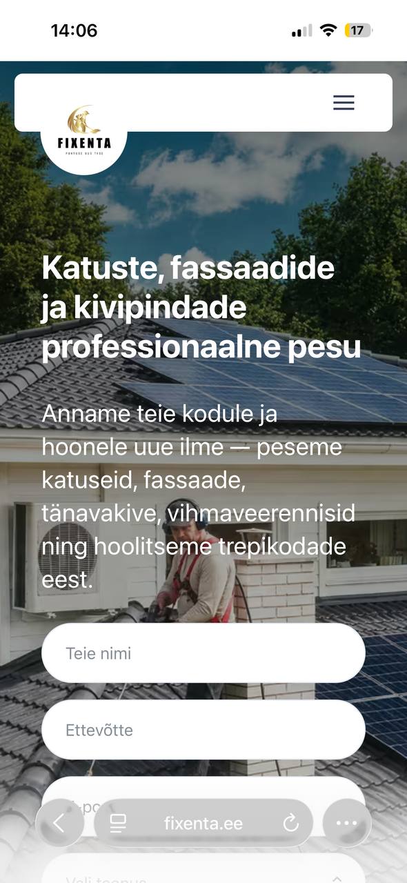 Fixenta — mobiilvaade