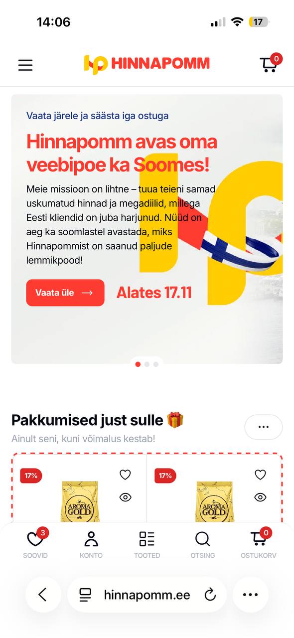 Hinnapomm V1 — mobiilvaade